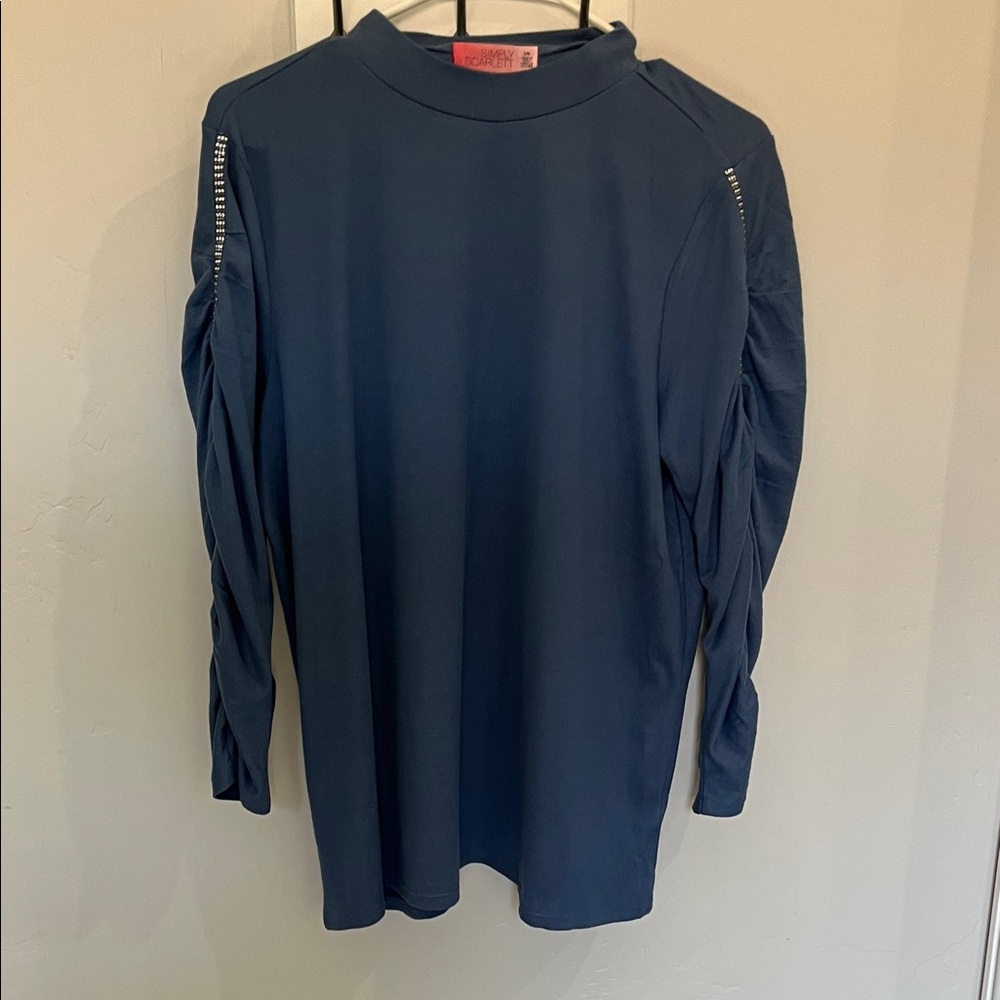 Elegant Blue Long Sleeve Women's Sweater Tee